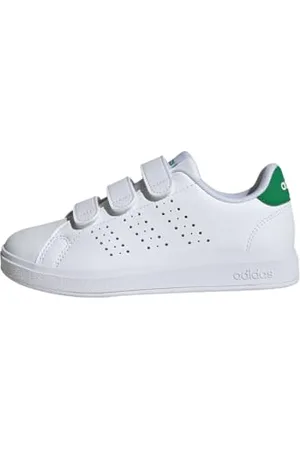 adidas Advantage Base 2.0 Shoes Children, Scarpe da Tennis Unisex-Adulto, Cloud White/Cloud White/Green, 33 EU