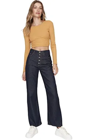 Trendyol Jeans da Donna a Gamba Larga a Vita Normale Pantaloni, , 40