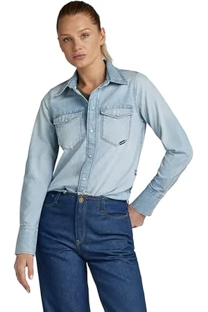 G-Star Donna Slim Western Shirt, (sun faded blue mist D24343-D539-G342), M