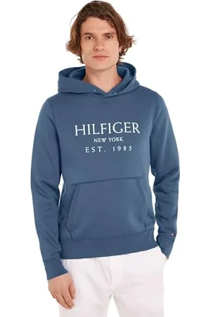 Tommy Hilfiger Uomo Felpa con Cappuccio con Marsupio, (Aegean Sea), 3XL