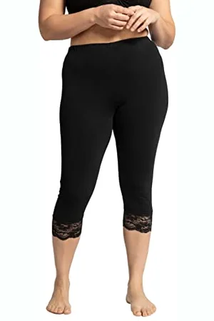 Ulla Popken Capri con Orlo in Pizzo Elasticizzato Pantaloni, , 61W / 32L Donna