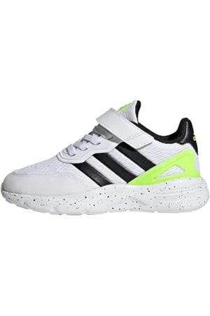 adidas Nebzed Elastic Lace Top Strap Shoes, Scarpe da Corsa, Cloud White/Core Black/Lucid Lemon, 38 EU