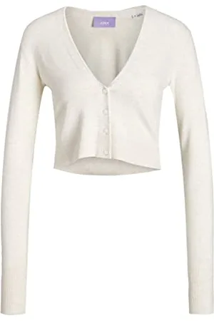 JJXX Jxisabel LS Soft Cropped Cardigan Knit, Bianco, S Donna