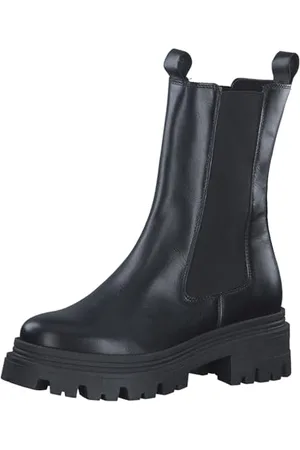 Tamaris Donna Stivaletti, Signora Stivaletti Chelsea,bottini,Soletta Removibile,Stivaletto,Boots,Stivaletti,Alto,Black Leather,37 EU