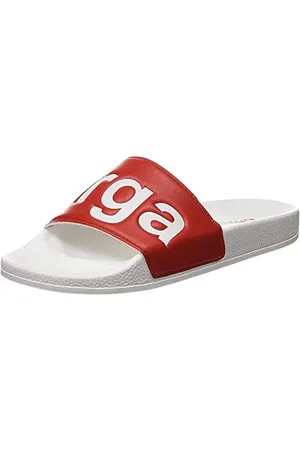 Superga 1908 Slides Polysoft - Scarpe Da Spiaggia E Piscina Unisex - Adulto, Bianco (White/Red A06), 44 EU, Pair