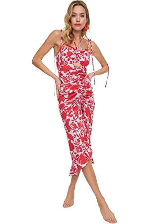 Trendyol Donna Spiaggia Vestito Tessuto Midi Aderente vestibilità Regolare, , 40