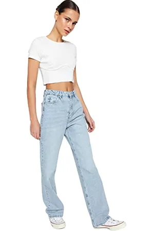 Trendyol Women High Waist Straight Leg Regular Fit Jeans Pantaloni, , 38 Donna