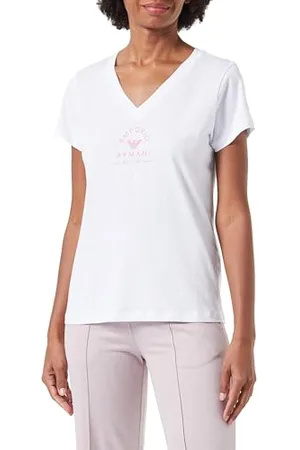 Emporio Armani Iconic Stretch Cotton Logoband Loungewear T-Shirt, T-Shirt Donna, (White), XS
