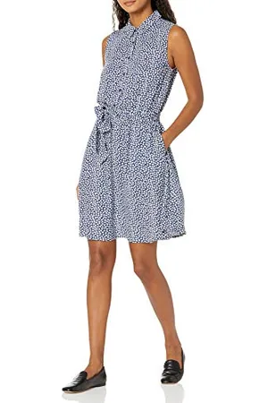 Amazon Abito Chemisier Senza Maniche in Tessuto dalla vestibilità Comoda Donna, , XXL