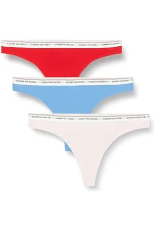 Tommy Hilfiger Perizomi Donna Confezione da 3 Premium Essential Tanga, Multicolore (Fierce Red/Blue Spell/Pearly Pink), XL
