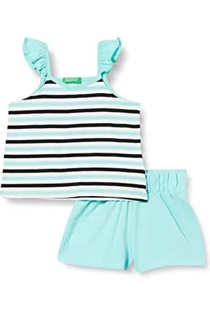Benetton Comp(Canotta+Short) 3NVVGK009 Pantaloni, , 82 Bambina