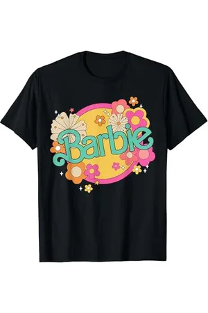 Barbie Retro Logo Con Fiori Maglietta