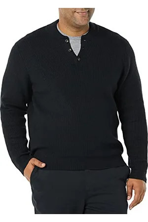 Amazon Maglione Morbido a Maniche Lunghe con Collo Abbottonato Uomo, , XL
