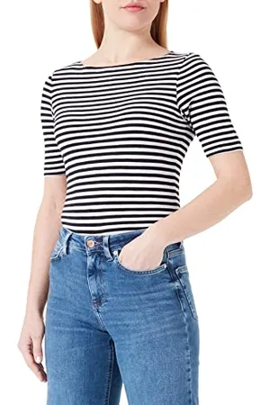 Marc O’ Polo Marc OߴPolo Donna T-Shirt con Scollo a Barca a Righe, (Multi/Night Sky), M
