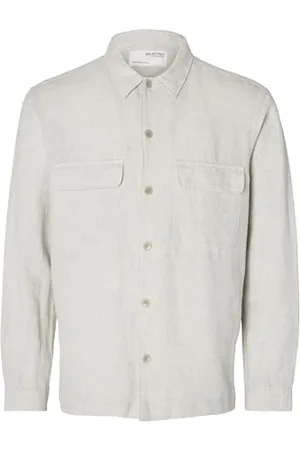 SELECTED Slhmads-Linen Overshirt LS Noos Camicia a Maniche Lunghe, , M Uomo