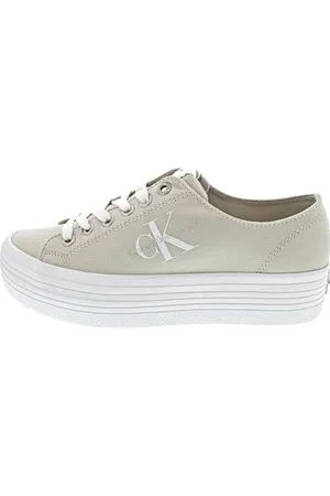 Calvin Klein Jeans Donna Sneakers Vulcanizzate Vulc Flatform Essential Mono Zeppa, Beige (Eggshell/Bright White), 40