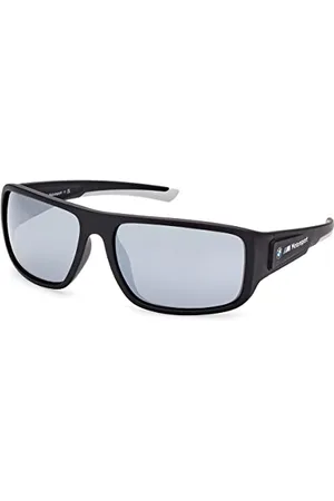 BMW BMW M Motorsport BS0023 Occhiali da Sole Uomo, Occhiali da Sole Unisex Leggeri, Forma Lente Navigator, Lenti Specchiate Fumo, Opaco