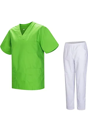 MISEMIYA Uniformi Unisex Set Camice – Uniforme Medica con Maglia e Pantaloni Uniformi Mediche Camice Uniformi sanitarie 817-8312-BLANCO - Small