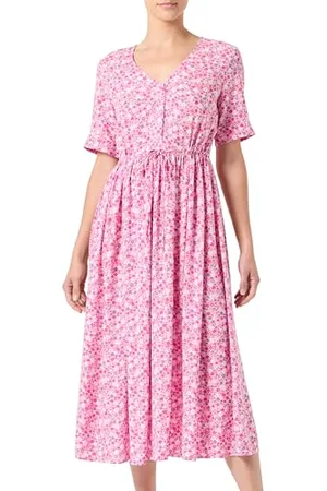 Pieces® Pctala SS String Tie Midi Dress Noos BC Vestito, Rosa Acceso/AOP: Multi Fiore, S Donna