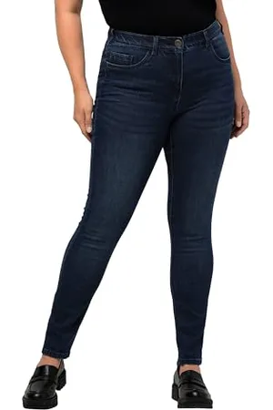 Ulla Popken SkinnyJeans Sarah, schmale 5-Pocket-Form, High Waist Jeans, Denim Blue, 53W / 32L Donna