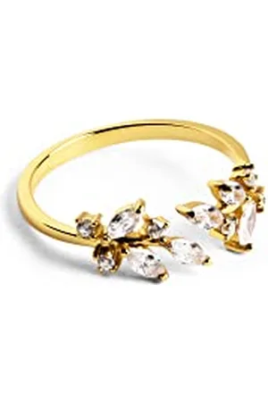 SINGULARU Anello Buganvilla White. Regolabile. Argento Sterling 925 con Finitura Placcata 18Kt. Taglia Unica. Gioielli da Donna