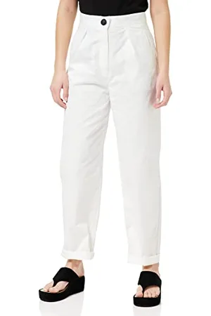 Armani Exchange Sostenibile, Tasca Anteriore E Posteriore, Chiusura Con Bottoni In Metallo, Pantaloni Casual, Donna, (Optic. White), 4