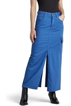 G-Star Donna Viktoria Long Cargo Skirt, (faded blue papillon gd D24386-D551-G336), 30