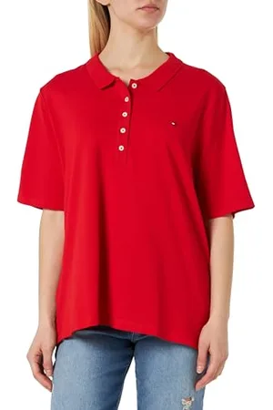 Tommy Hilfiger Maglietta Polo Maniche Corte Donna Regular Fit, (Fierce Red), 50