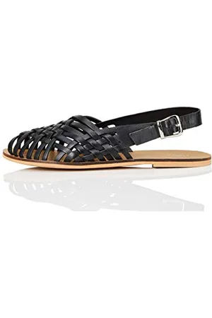 FIND FIND Weave Slingback Leather - Sandali a Punta Aperta Donna, (Black), 39 EU