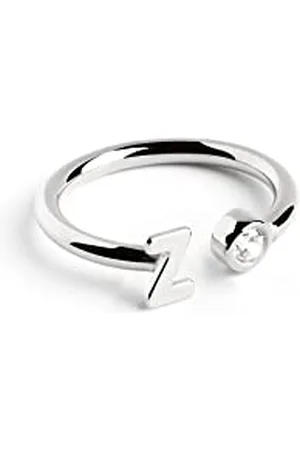 SINGULARU Anello Personalizzato Letter Spark. Regolabile. Argento Sterling 925 con Finitura Placcata Rodio. Taglia Unica. Gioielli da Donna. Lettera Z