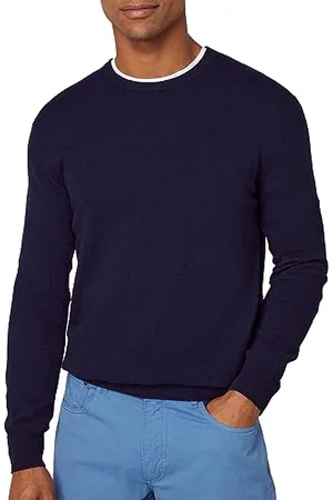 Hackett Hackett Merino Cash Mix Crew Pullover, (Navy), L Uomo