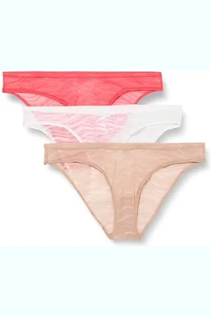 Calvin Klein Slip Bikini Modellanti Donna Confezione da 3 con Pizzo, (Calypso Coral/Cedar/White), M