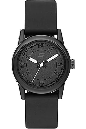 Skechers Orologio Rosencrans da donna, movimento a tre lancette, cassa in policarbonato nero da 30 mm con cinturino in silicone, SR6028