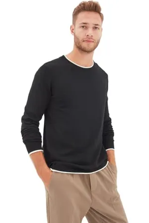 Trendyol Herren Gerade Lange Ärmel Regulär Sweater Maglione, Black, M Uomo