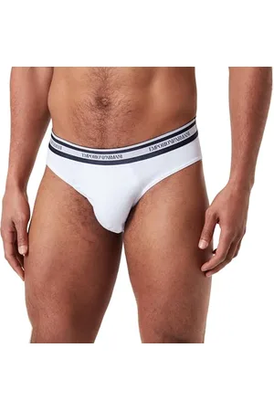 Emporio Armani Stretch Cotton Shiny Logoband Brief, Slip Uomo, (White), XL
