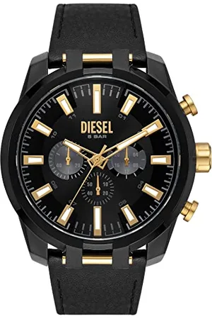 Diesel Orologio da uomo, Split, movimento cronografo, cassa Multi in acciaio inossidabile da 51 mm con cinturino in pelle, DZ4610