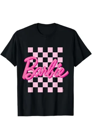 Barbie Logo Sfondo A Scacchi Maglietta