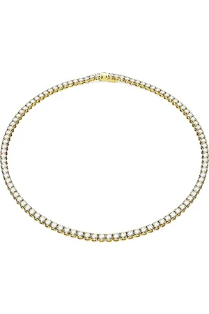 Swarovski Matrix Collana Tennis, con Zirconia a Taglio Tondo, Placcato in Tonalità Oro, Taglia M, Bianco