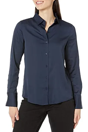 Amazon Camicetta in Raso Button-Down vestibilità Classica (Disponibili in Taglie Forti) Donna, , XXL Plus