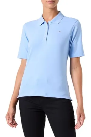 Tommy Hilfiger Donna Maglietta Polo Maniche Corte Regular Fit, (Vessel Blue), S