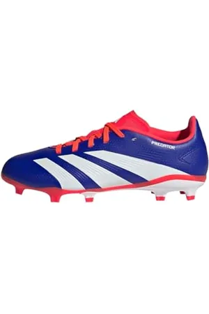 adidas Predator League J Football Boots Firm Ground, Scarpe da Calcio, Lucid Blue/Cloud White/Solar Red, 30 EU