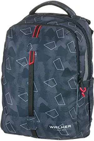 Karen Walker 42125-376 - Zaino Elite Grey Polygon con 2 scomparti, tasca con zip sul retro, imbottitura posteriore, sistema di trasporto regolabile in altezza e cinghie regolabili