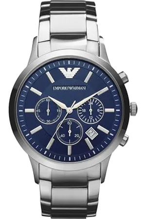 Emporio Armani Orologio Uomo, movimento cronografo, cassa in acciaio inossidabile 43 mm con bracciale in acciaio inossidabile, AR2448