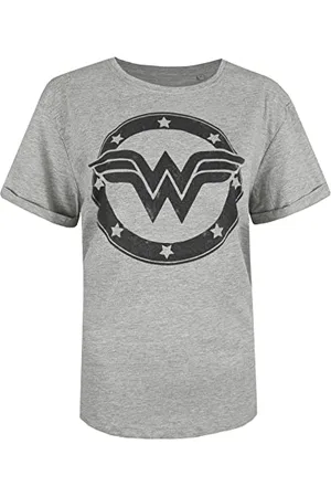 DC Comics Originals Wonder Woman Metallic Logo T-Shirt, (Sport Grey Spo), 8/S