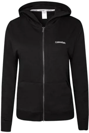 Calvin Klein Felpa con Cappuccio e Cerniera Donna Zip, (Black), L