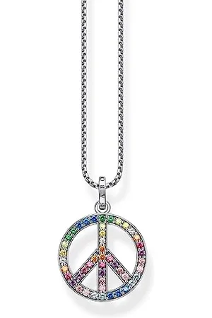 Thomas Sabo KE2170-318-7-L55V - Collana da donna con ciondolo a forma di Peace con pietre colorate, in Sterling 925, con pietre colorate, lunghezza 55 cm, 55cm, sterling, Zirconia