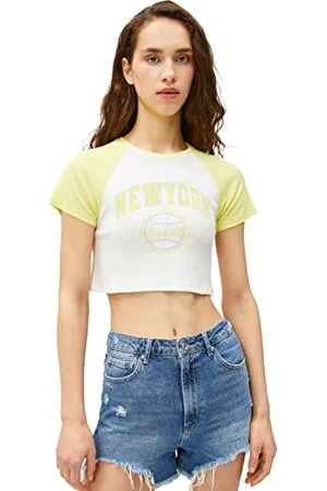 Koton T-Shirt Stampata a Maniche Corte in Viscosa, (010), M Donna