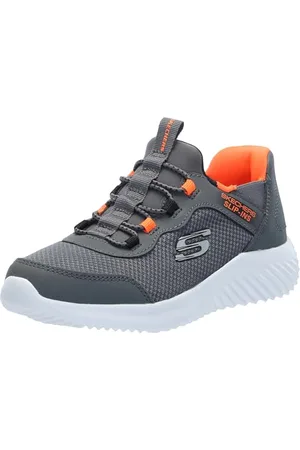 Skechers Bounder Brisk-Burst, Scarpe da Ginnastica, Charcoal/Orange, 21 EU