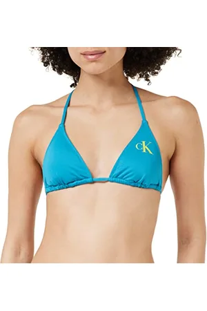 Calvin Klein Top Bikini a Triangolo Donna Imbottito, (Clear Turquoise), L