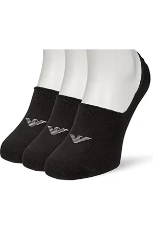 Emporio Armani Emporio Armani 3-pack Invisibili Socks With Jacquard Eagle, Confezione Da Calzini Uomo, Nero, S-M